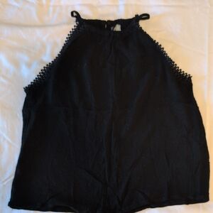 Divided Black Halter Top